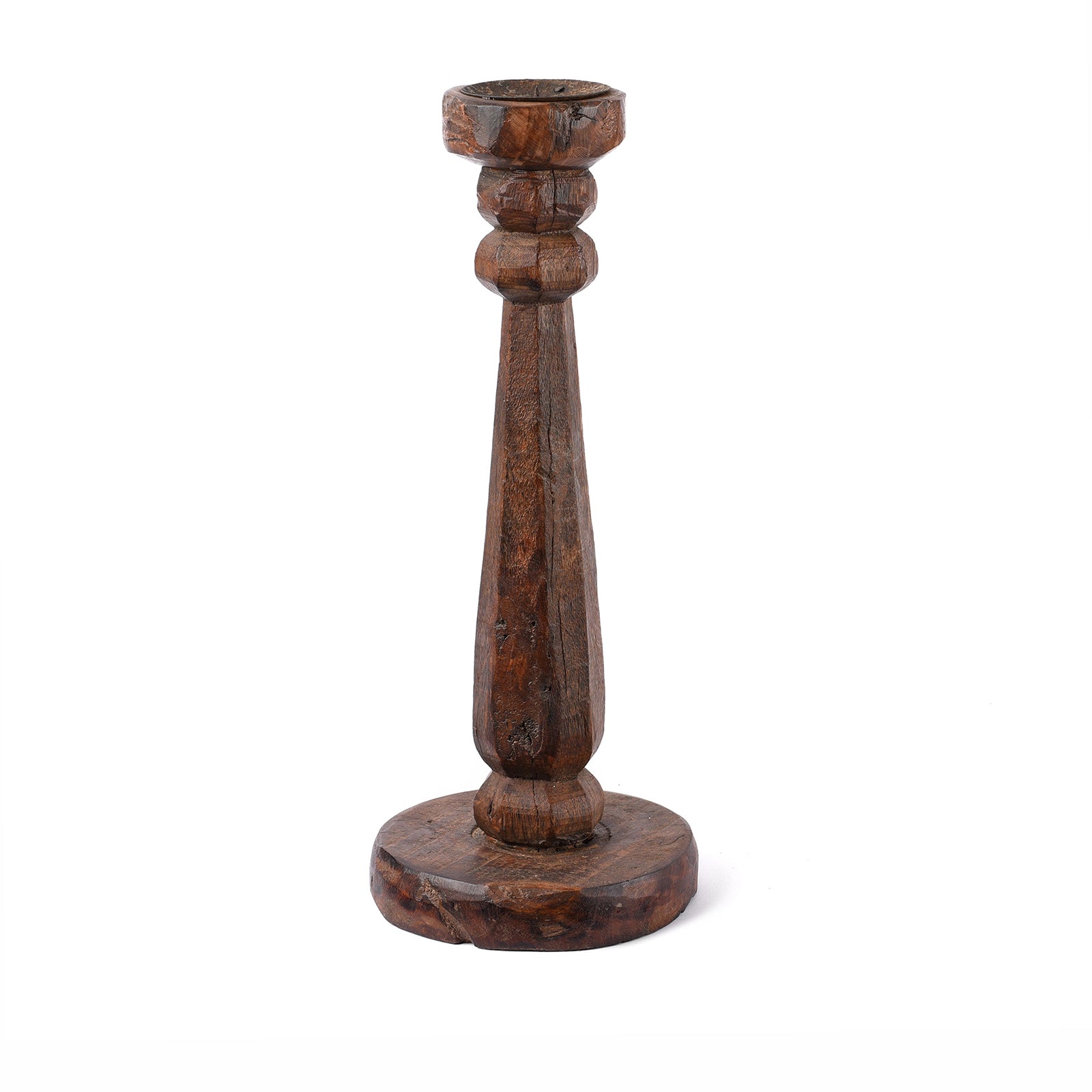 Antique Carved Teak Candle Stick From Banswara - Ca 1920 | Indigo Antiques