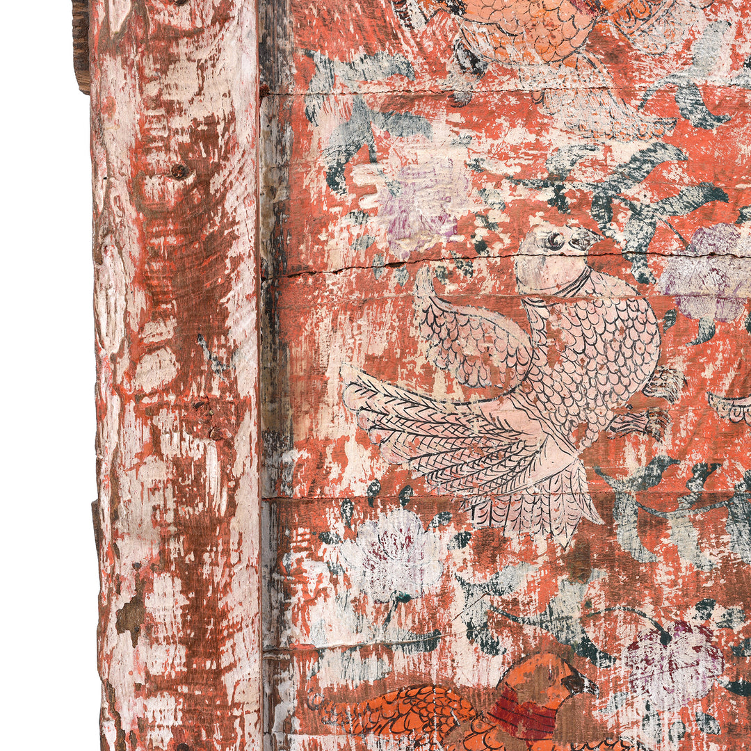 Painted Teak Bird Panel- From Gujarat - Ca 1920 | Indigo Antiques
