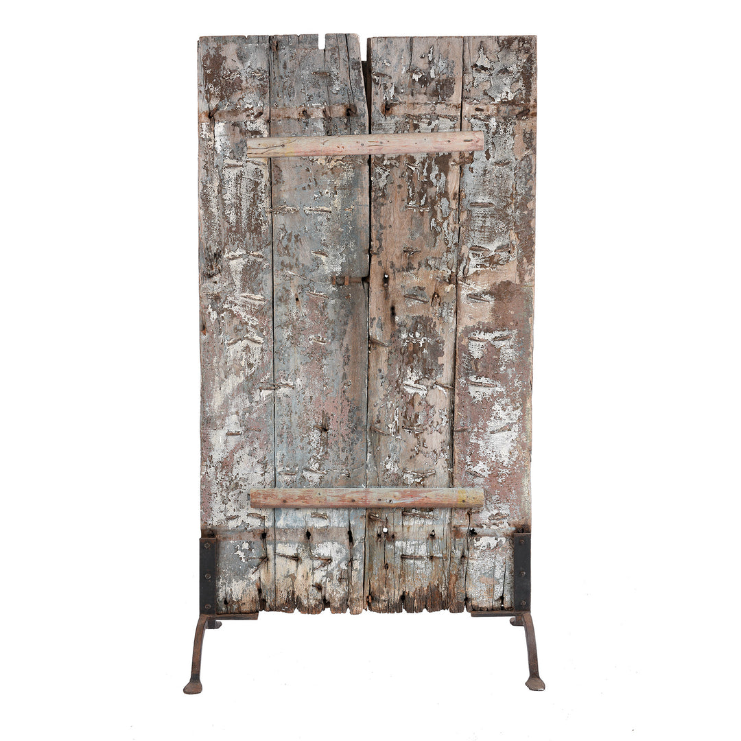 Back Of Antique Carved Painted Teak Door From Gujarat - 19th Century | Indigo Antiques