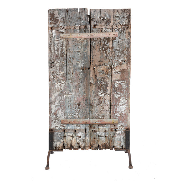 Blue Painted Teak Door From Kutch - 19th Century