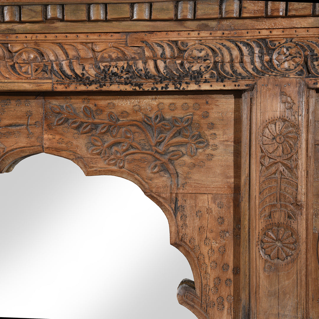 Detail From Carved Teak Triple Arch Window Mirror - 19thC | Indigo Antiques