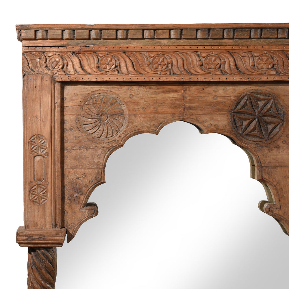 Corner Detail From Carved Teak Triple Arch Window Mirror - 19thC | Indigo Antiques
