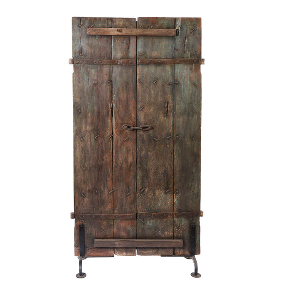 Carved Door With Original Paint From Gujarat - 19thC