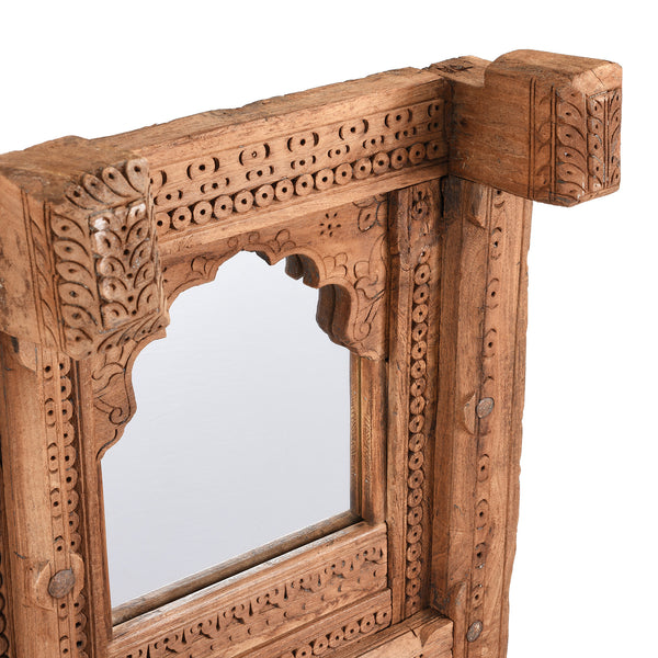 Carved Teak  Window Mirror From Nagaur - 19th Century