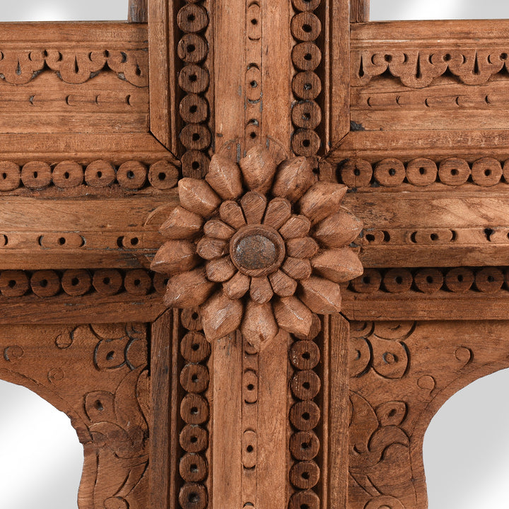 Antique Carved Teak  Window Mirror From Nagaur - 19th Century | Indigo Antiques