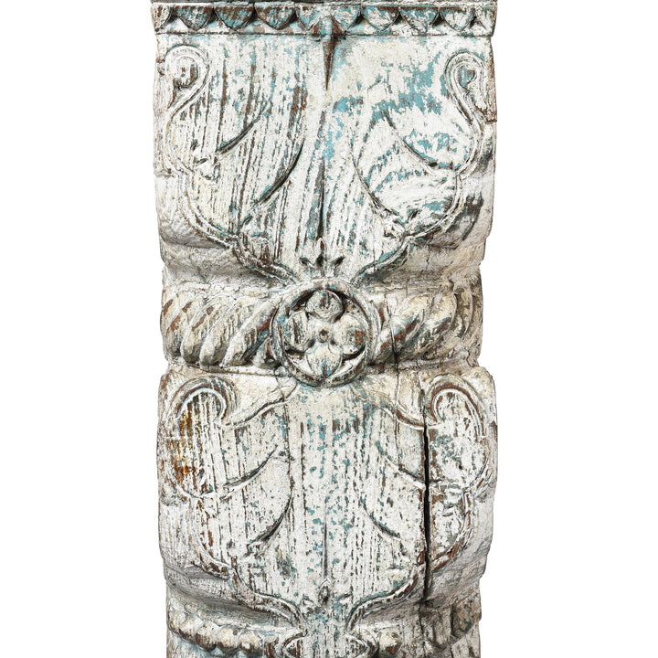 Leg Detail From Reclaimed Indian Teakwood Console Table With Painted Finish | Indigo Antiques