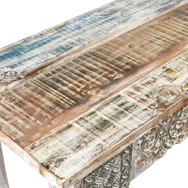 White Painted Reclaimed Teak Console Table