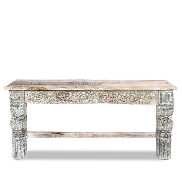 White Painted Reclaimed Teak Console Table