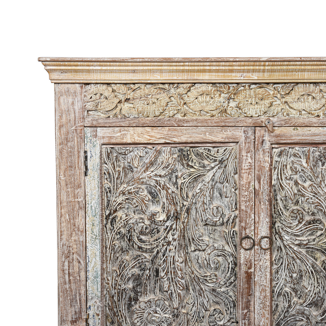 Corner Detail From 4 Door Sideboard Made From Reclaimed Teak | Indigo Antiques