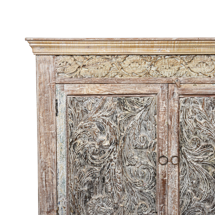 Corner Detail From 4 Door Sideboard Made From Reclaimed Teak | Indigo Antiques