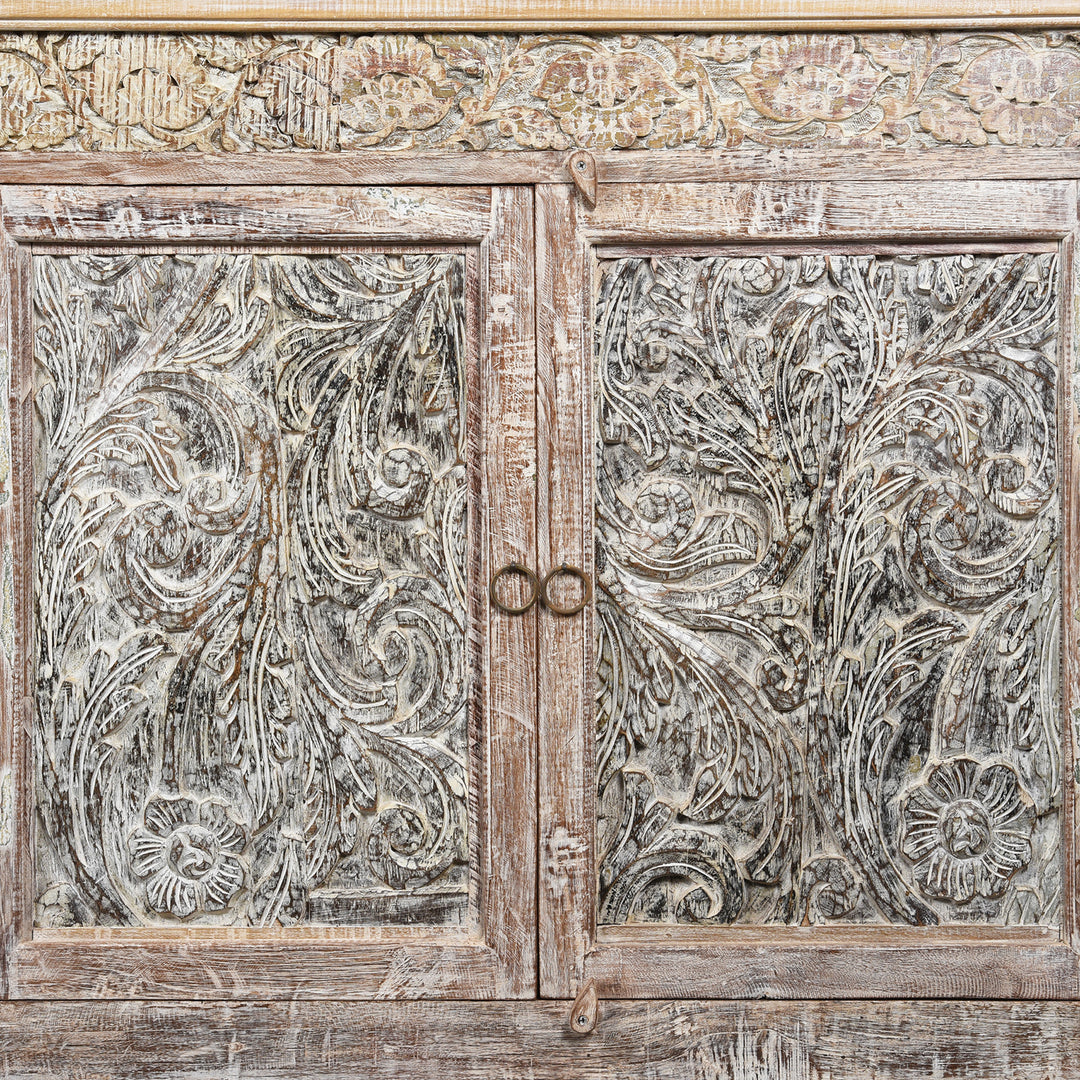 Detail From 4 Door Sideboard Made From Reclaimed Teak | Indigo Antiques