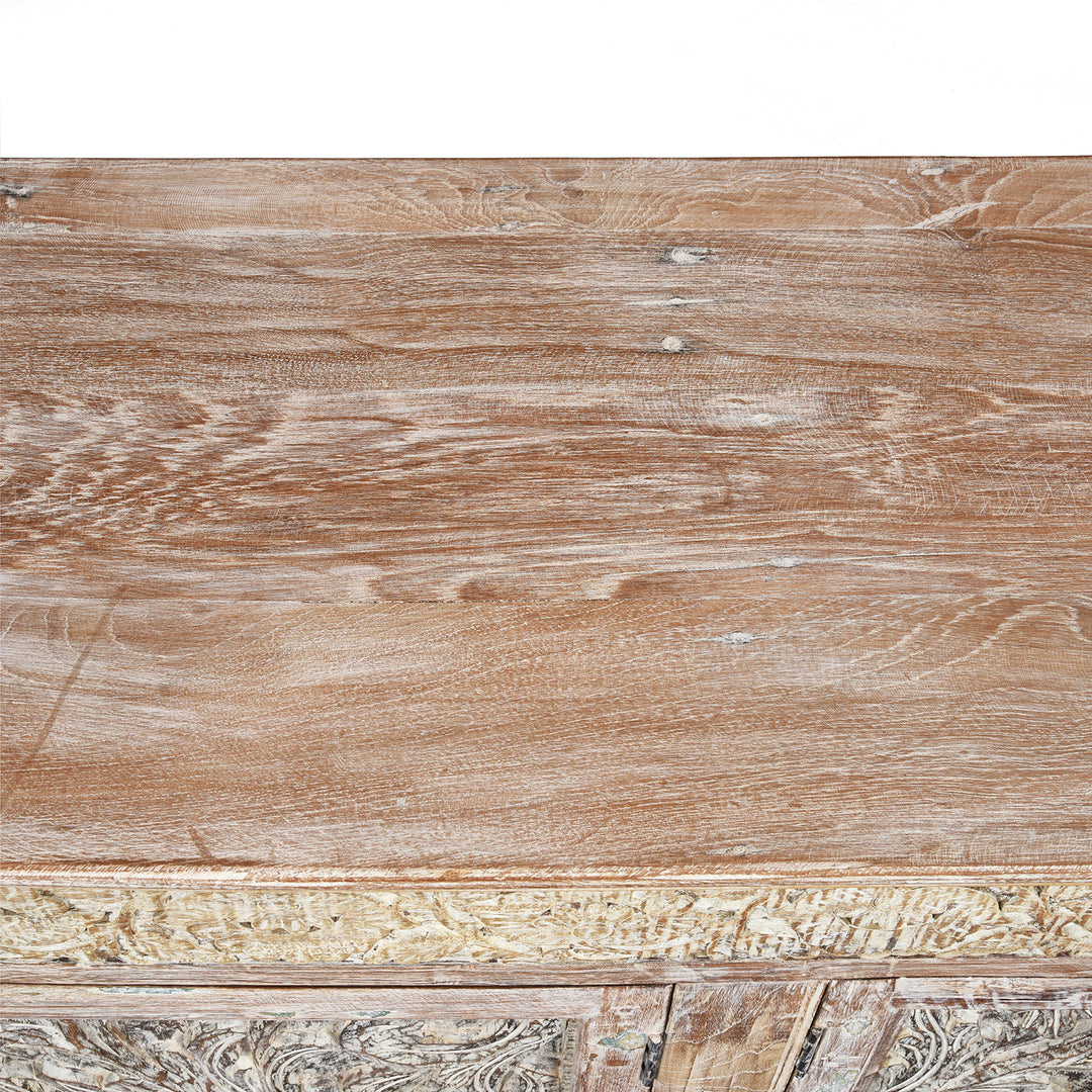 Surface Top Detail From 4 Door Sideboard Made From Reclaimed Teak | Indigo Antiques