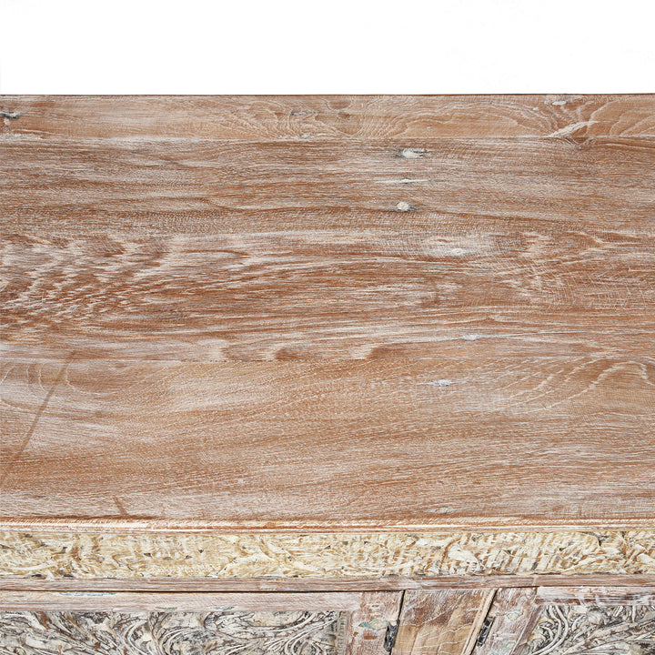 Surface Top Detail From 4 Door Sideboard Made From Reclaimed Teak | Indigo Antiques