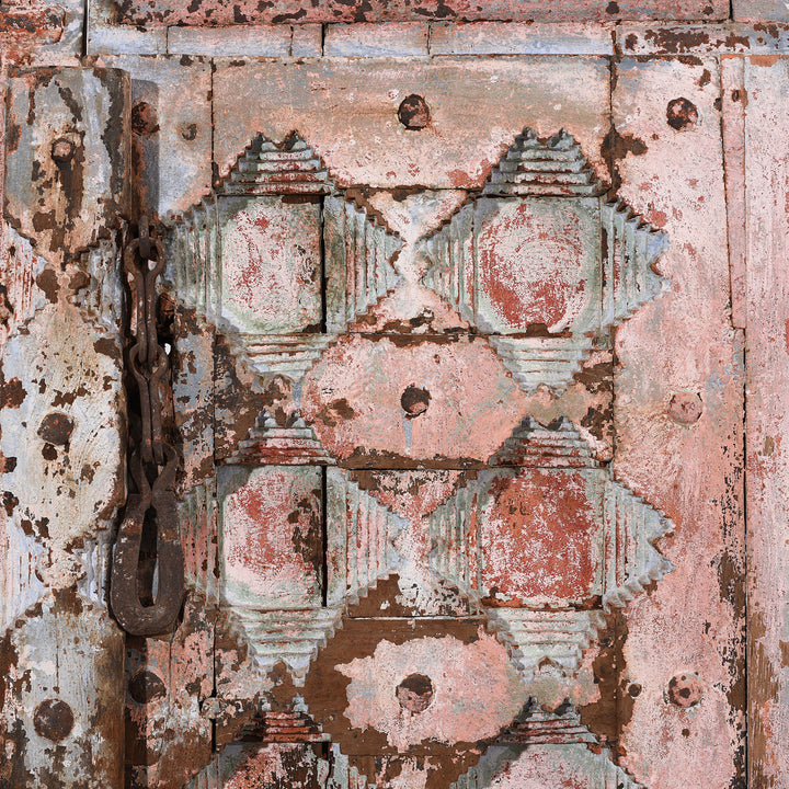 Detail From Painted Carved Door From Gujarat - 18thC | Indigo Antiques