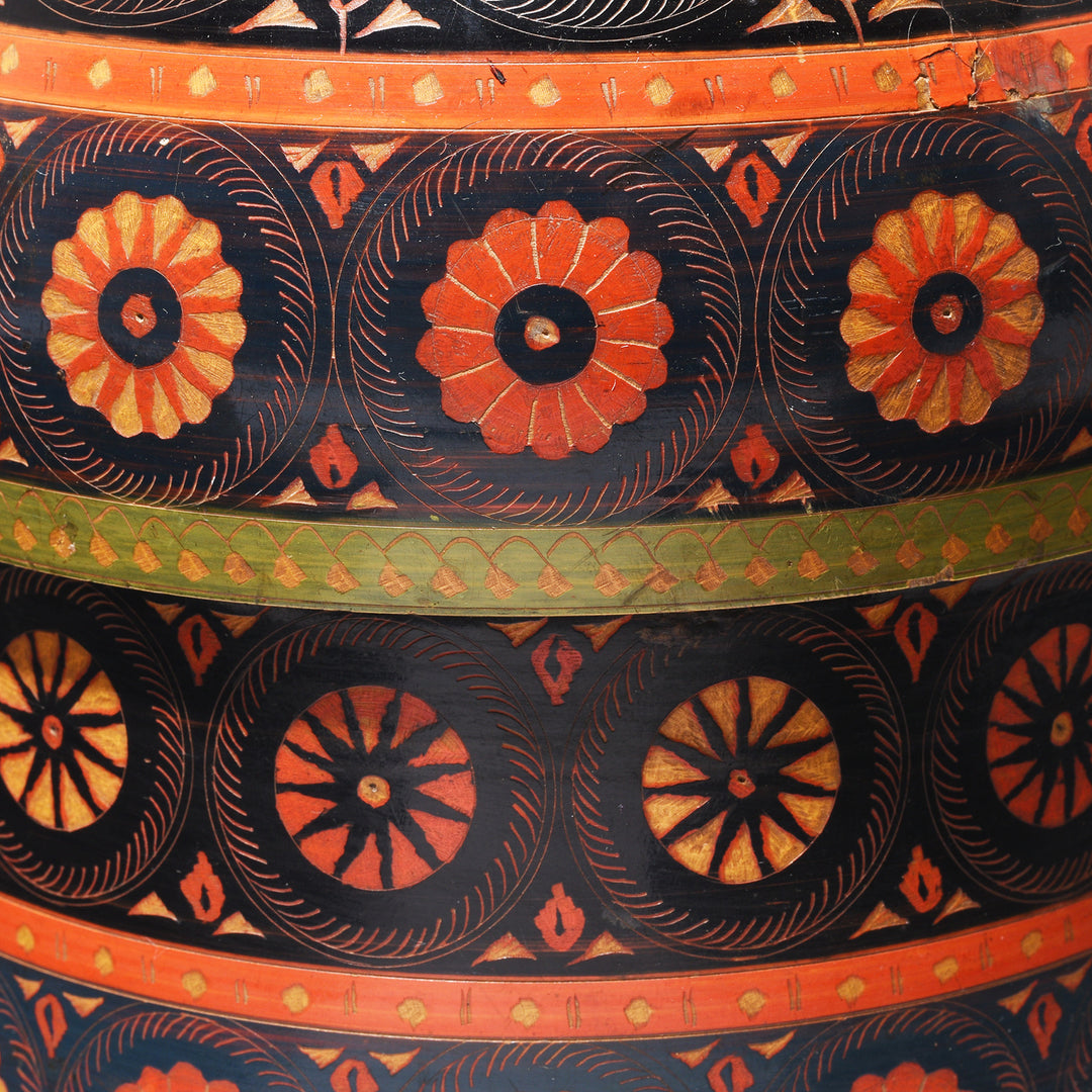 Antique Large Scratchwork Lacquer Pot From Chiniot, Punjab