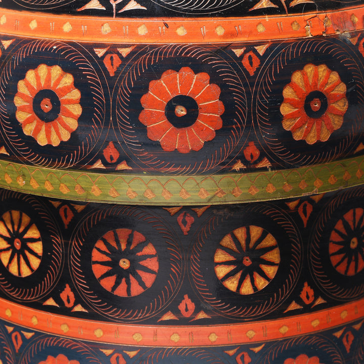 Antique Large Scratchwork Lacquer Pot From Chiniot, Punjab