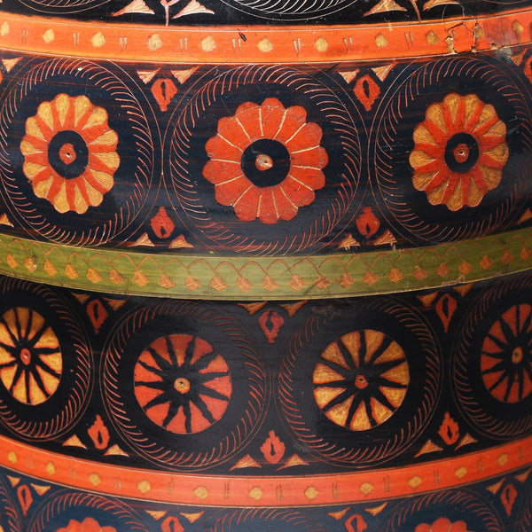 Large Scratchwork Lacquer Pot From Chiniot, Punjab - Late 19th Century