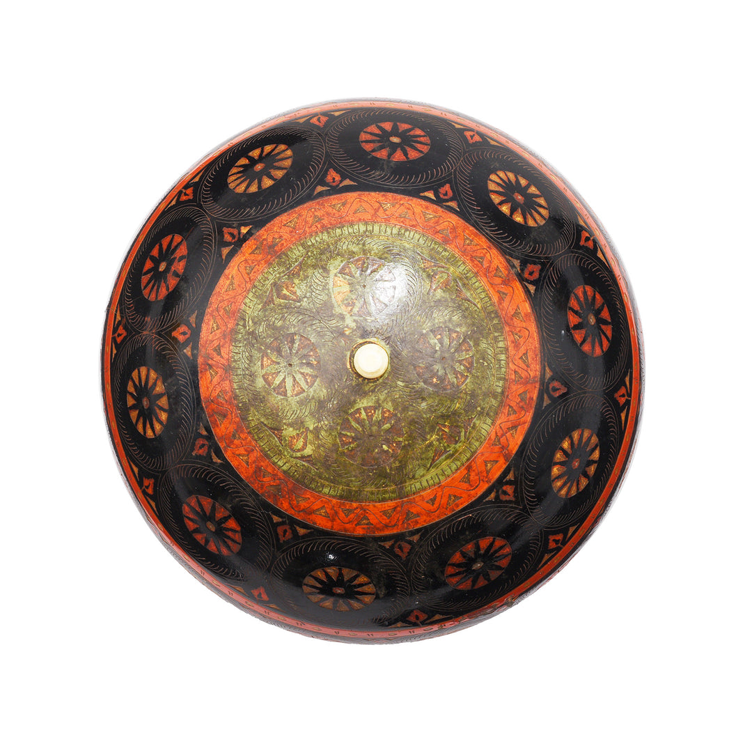 Antique Large Scratchwork Lacquer Pot From Chiniot, Punjab