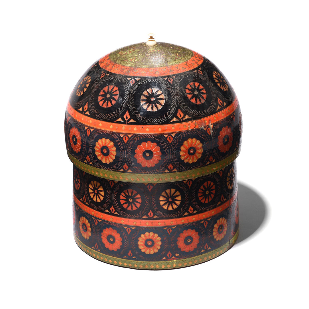 Antique Large Scratchwork Lacquer Pot From Chiniot, Punjab