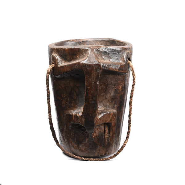 Nepalese Carved Wooden Milk Jar - Early 20th Century