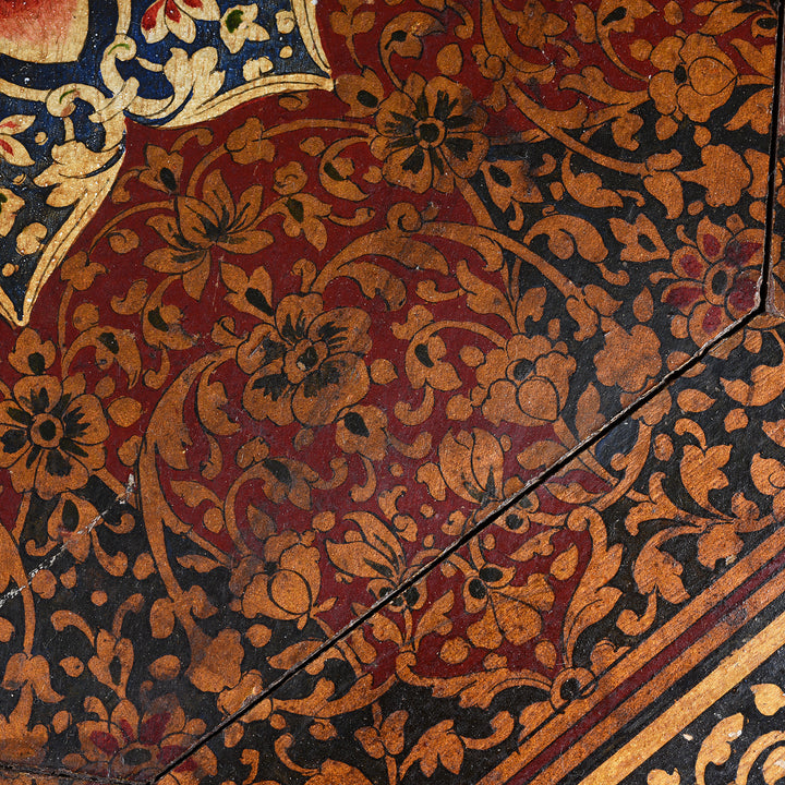 Detail From Antique Painted Star Bajot Low Prayer Table From Rajasthan - 19th Century | Indigo Antiques