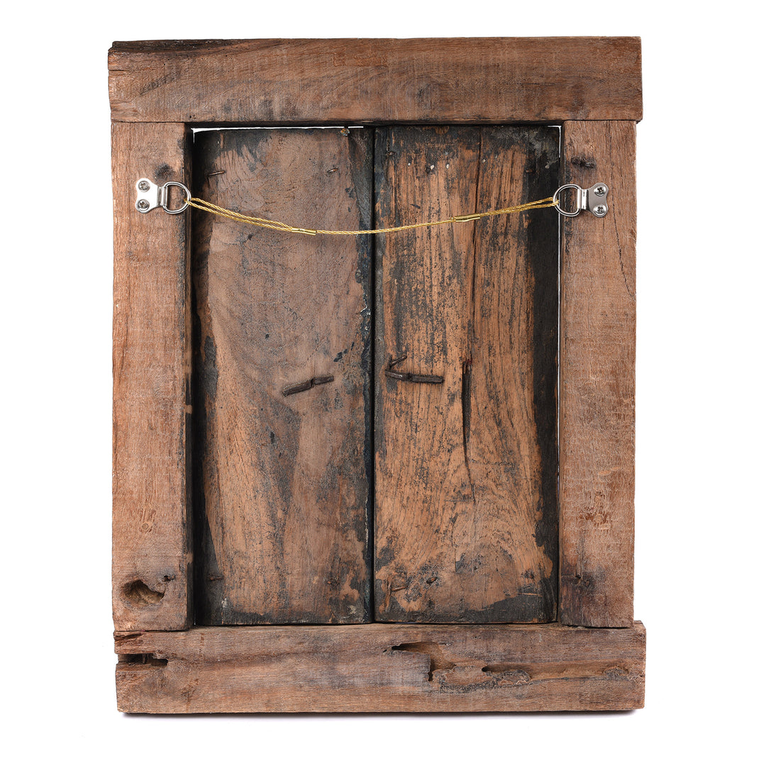 Reverse Of Carved Teak Tribal Window From Kutch - Ca 1920 | Indigo Antiques