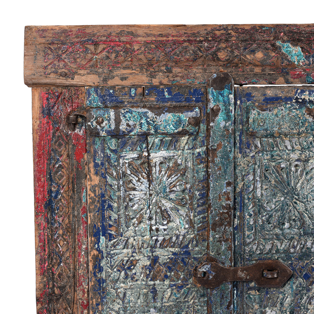 Corner Detail From Carved Teak Tribal Window From Kutch - Ca 1920 | Indigo Antiques