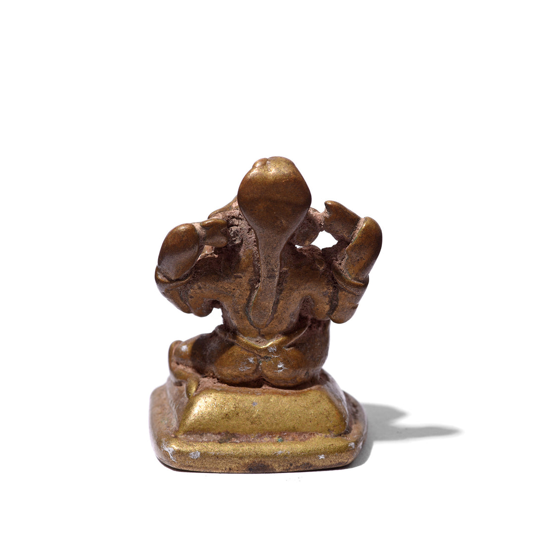 Back of Brass Miniature Votive Statue Of Lord Ganesh - 18th Century