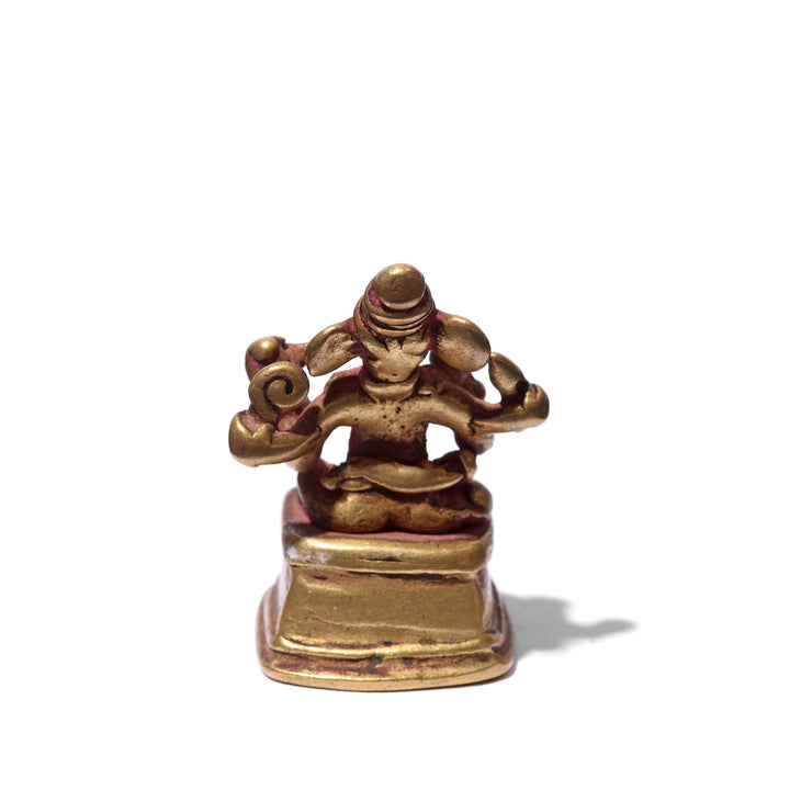 Back Of Atique Brass Miniature Votive Statue Of Lord Ganesh - 18th Century | Indigo Antiques