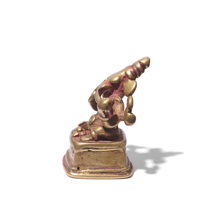 Side View Of Atique Brass Miniature Votive Statue Of Lord Ganesh - 18th Century | Indigo Antiques
