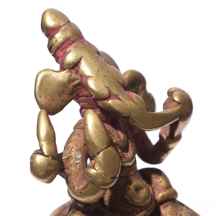 Detail From Atique Brass Miniature Votive Statue Of Lord Ganesh - 18th Century | Indigo Antiques