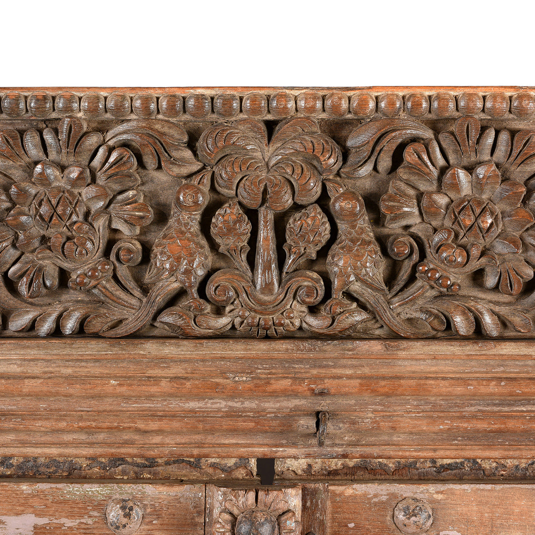 Carving Detail From Carved Indian Teak Door And Frame From Kutch - 19thC | Indigo Antiques
