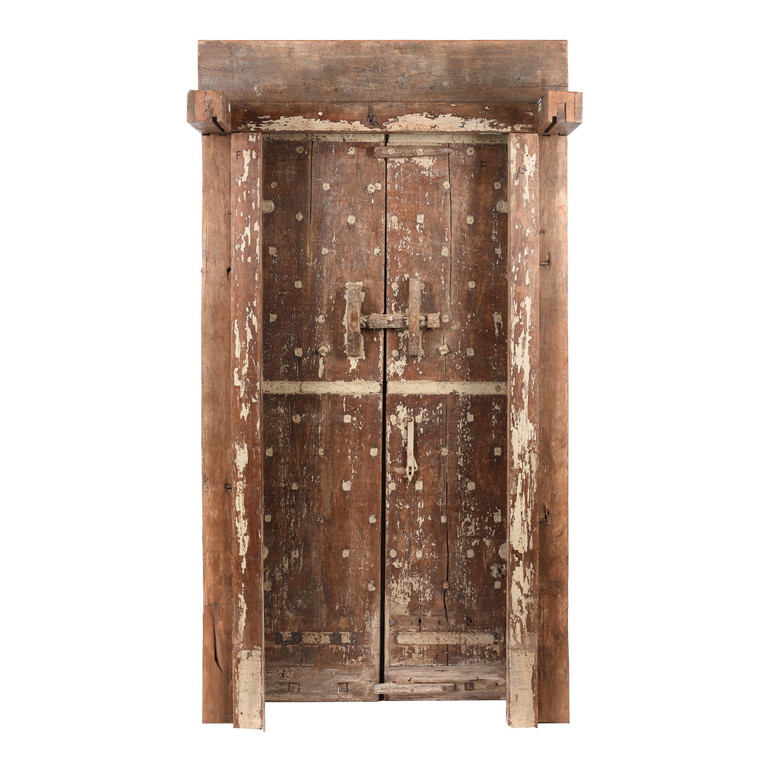 Back Of Carved Indian Teak Door And Frame From Kutch - 19thC | Indigo Antiques