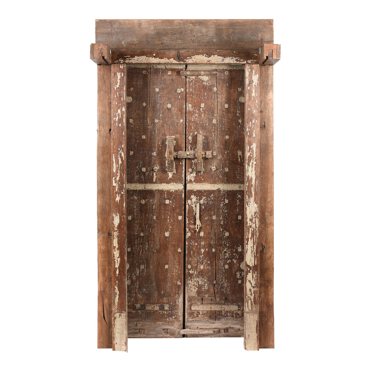 Back Of Carved Indian Teak Door And Frame From Kutch - 19thC | Indigo Antiques