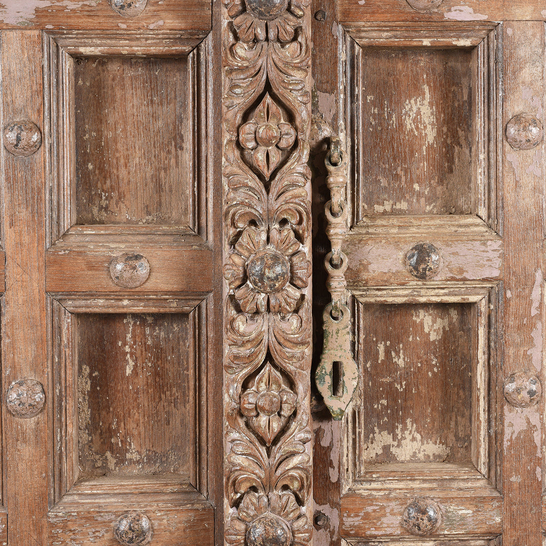 Detail From Carved Indian Teak Door And Frame From Kutch - 19thC | Indigo Antiques