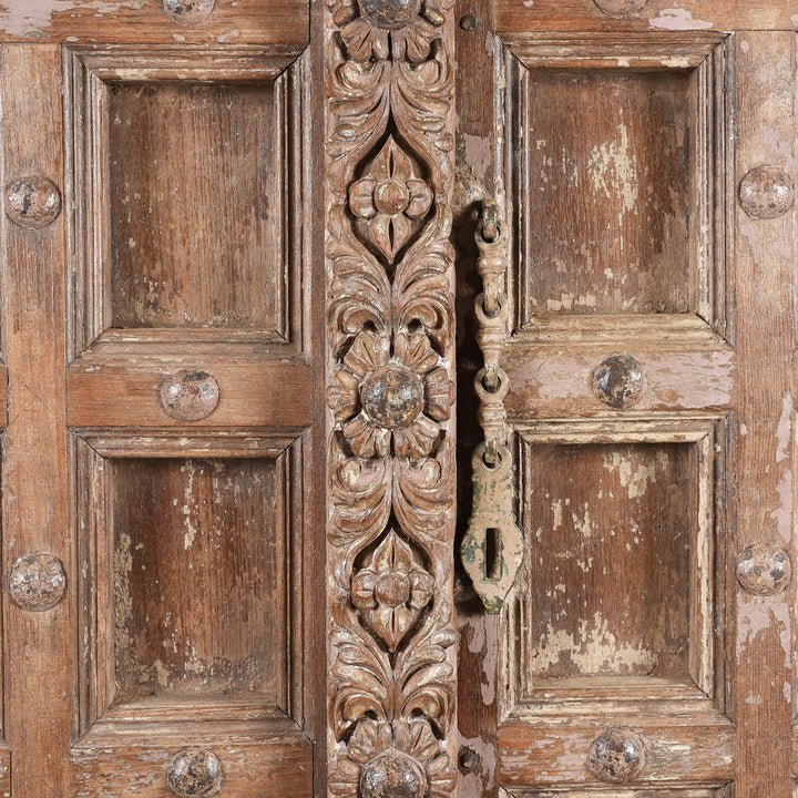 Detail From Carved Indian Teak Door And Frame From Kutch - 19thC | Indigo Antiques