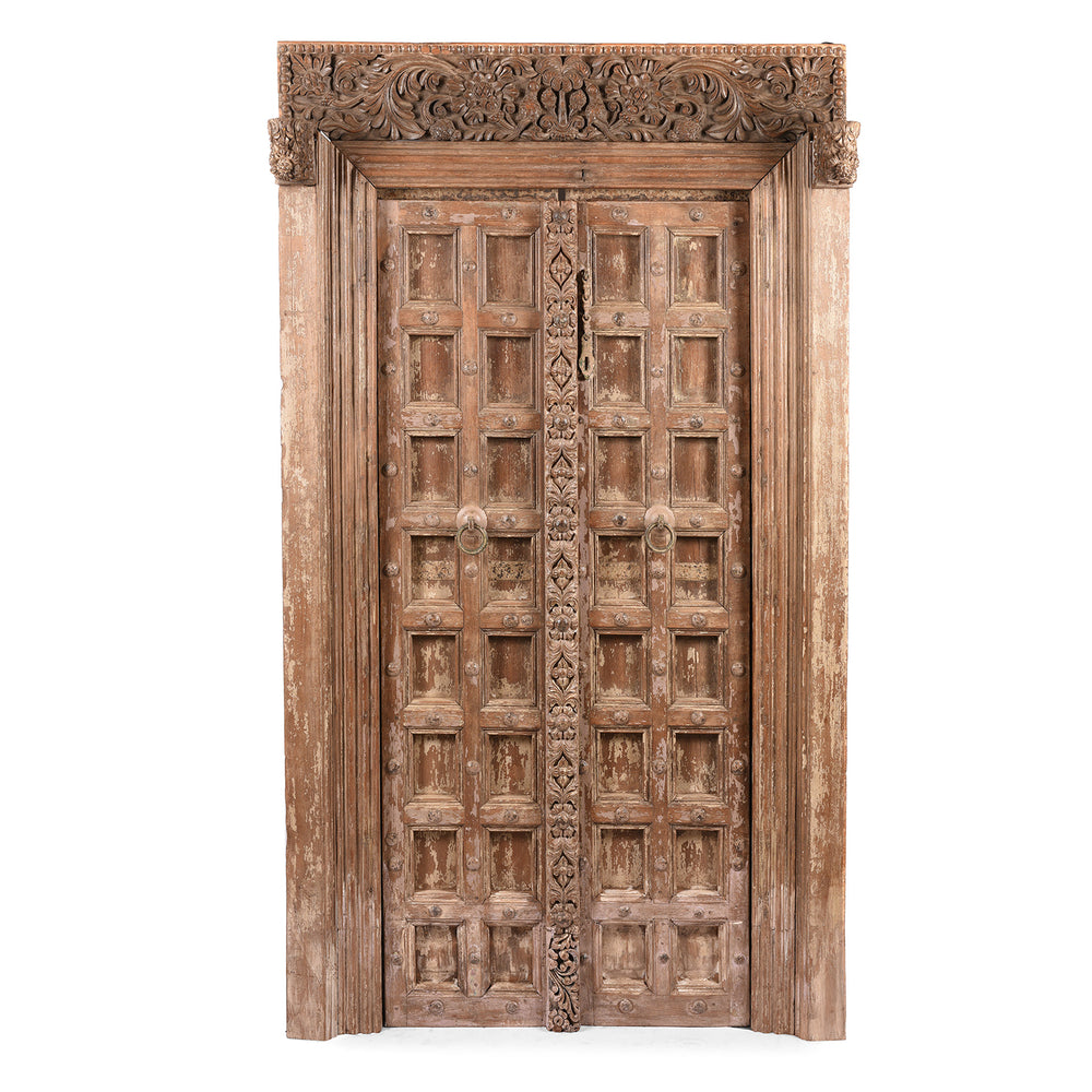 Carved Indian Teak Door And Frame From Kutch - 19thC | Indigo Antiques