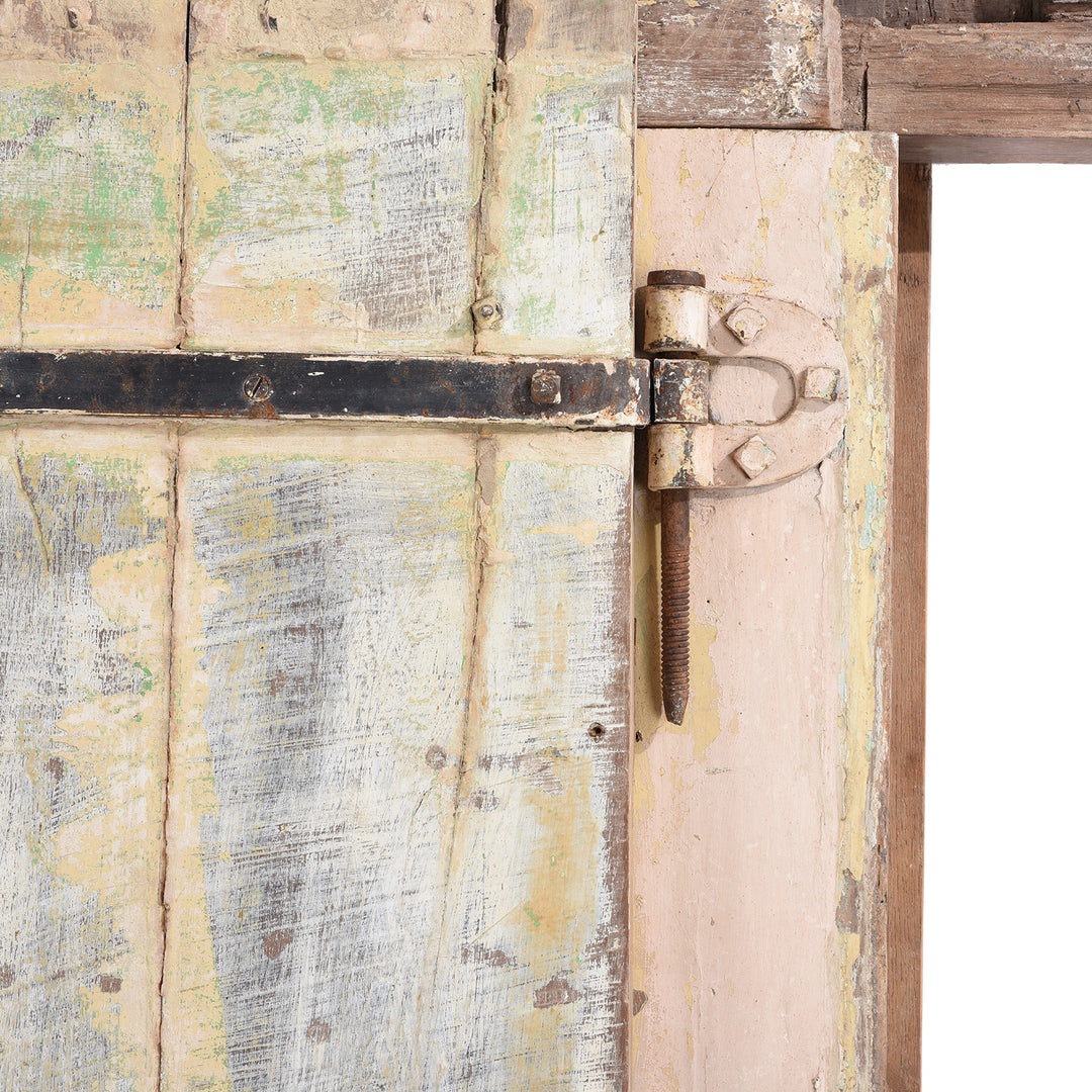 Detail From Antique Carved Door With Original Paint From Gujarat - 19th Century | Indigo Antiques