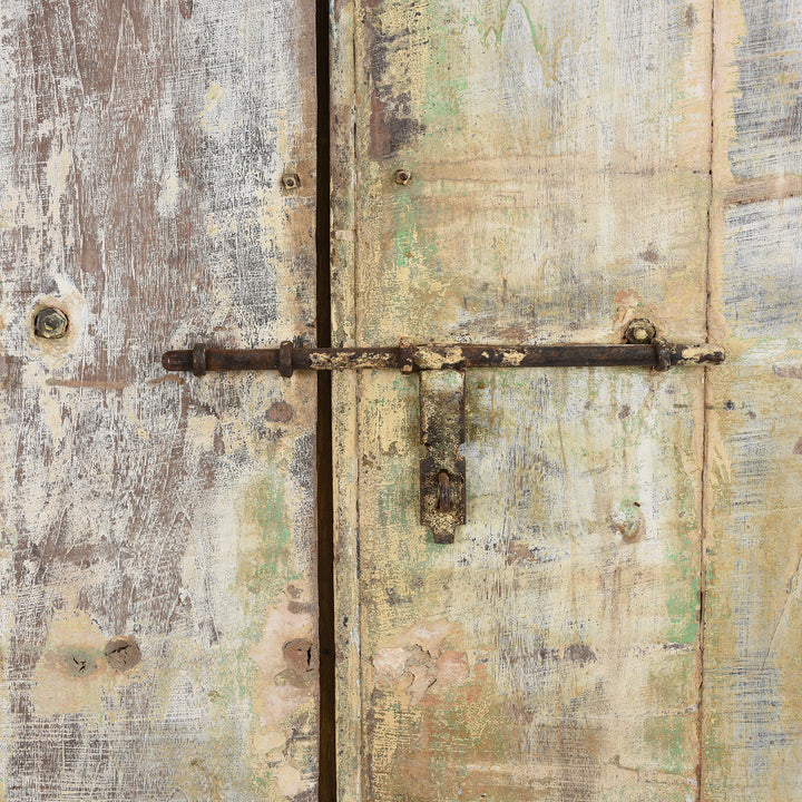 Back Latch Detail From Antique Carved Door With Original Paint From Gujarat - 19th Century | Indigo Antiques