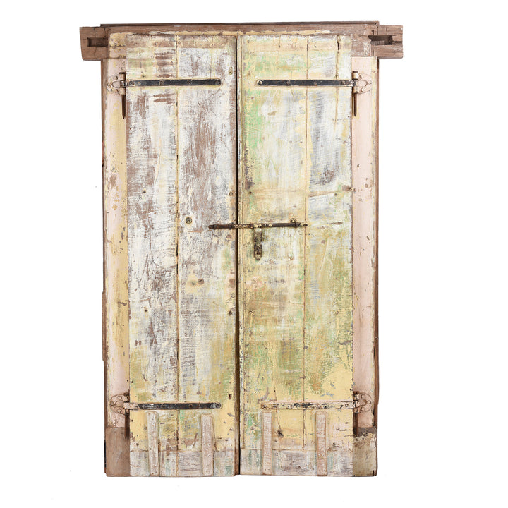 Back Of Antique Carved Door With Original Paint From Gujarat - 19th Century | Indigo Antiques