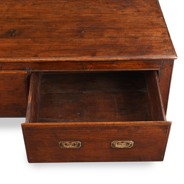Open Drawers Detail From Antique Teak Takhat From Gujarat With 2 Drawers -  19th Century | Indigo Antiques