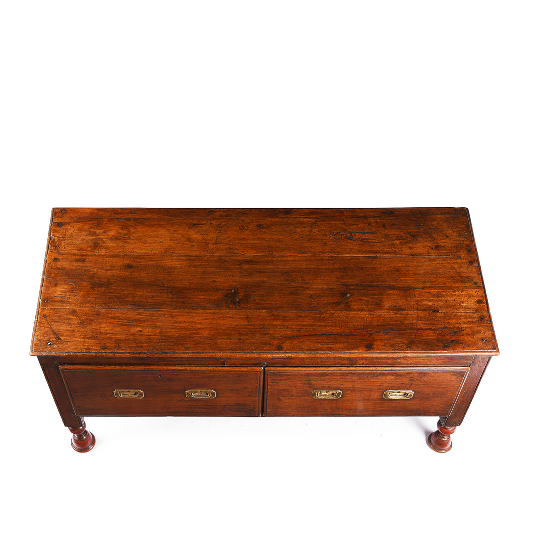 Top Down View Of Antique Teak Takhat From Gujarat With 2 Drawers -  19th Century | Indigo Antiques