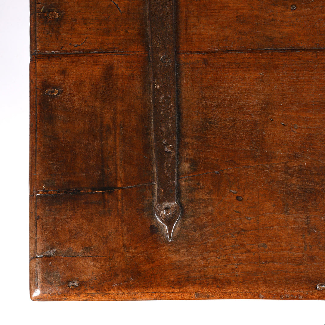 Top Corner Detail From Iron Bound Indian Teak Chest From Goa - 19thC | Indigo Antiques
