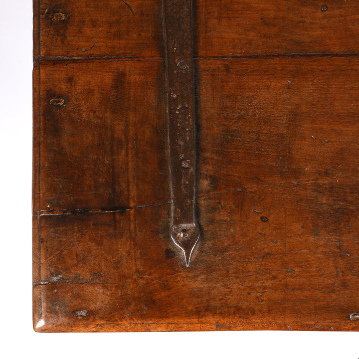 Top Corner Detail From Iron Bound Indian Teak Chest From Goa - 19thC | Indigo Antiques