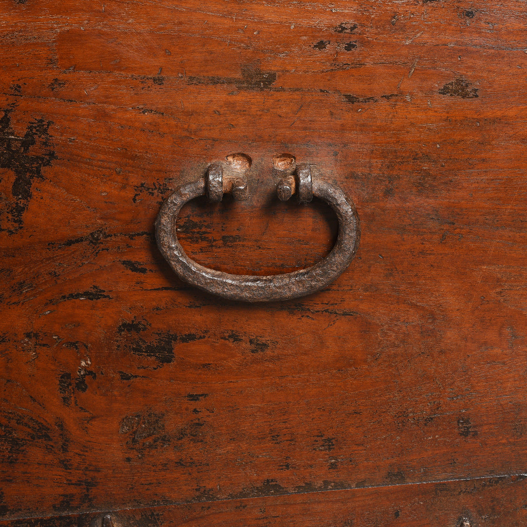 Handle Detail From Iron Bound Indian Teak Chest From Goa - 19thC | Indigo Antiques