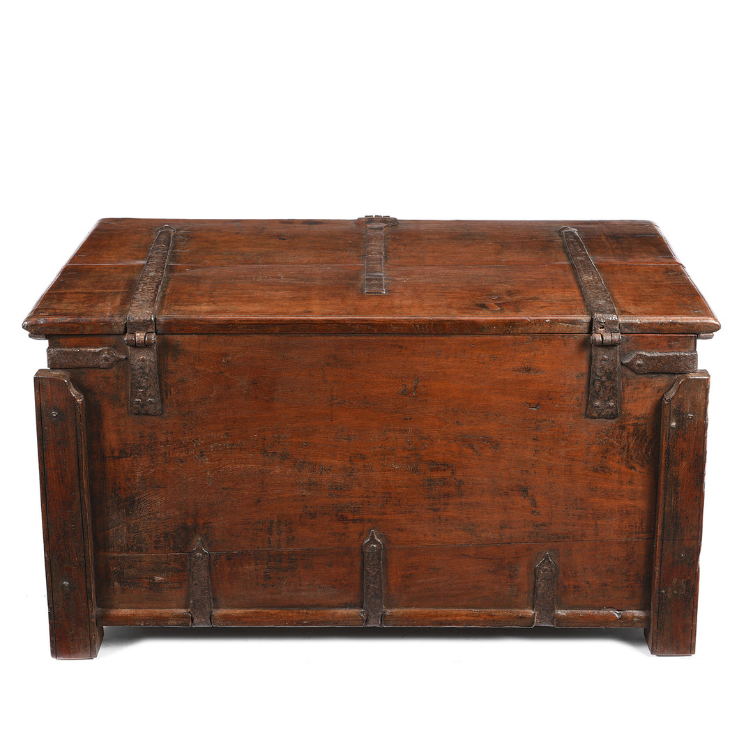 Reverse Of Iron Bound Indian Teak Chest From Goa - 19thC | Indigo Antiques