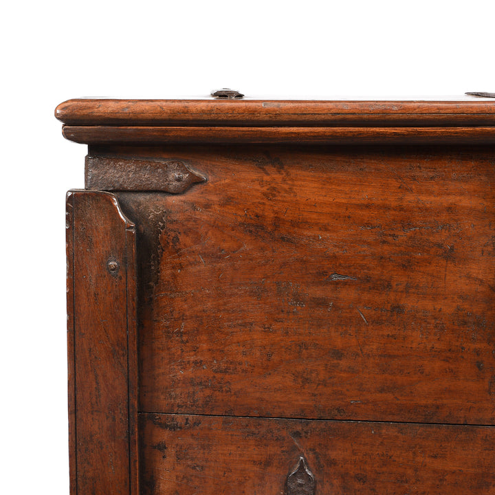 Corner Detail From Iron Bound Indian Teak Chest From Goa - 19thC | Indigo Antiques