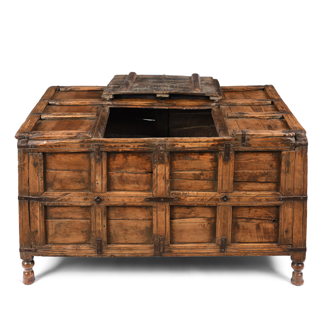 Open Lid View Of Antique Indian Stick Box Storage Chest From Jaisalmer - 19thC | Indigo Antiques