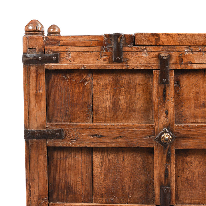 Corner Detail From Indian Stick Box Storage Chest From Jaisalmer - Circa 1920 | Indigo Antiques