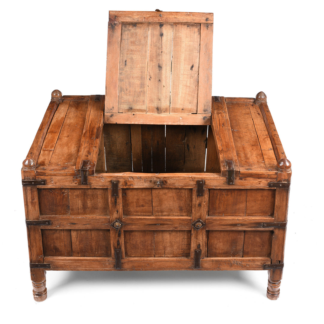 Lid Open View Of Indian Stick Box Storage Chest From Jaisalmer - Circa 1920 | Indigo Antiques